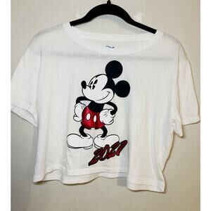 Disney Mickey Mouse Cropped Top Tshirt Women’s Juniors Large (11/13) 2021